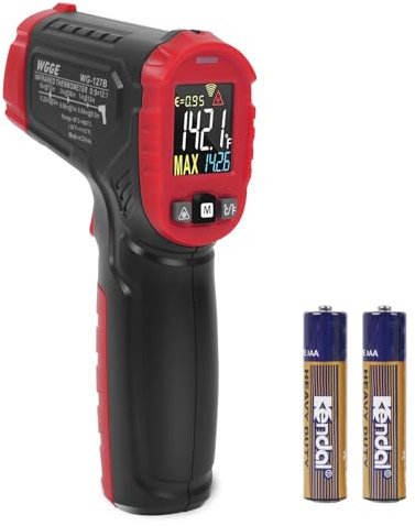 WGGE Infrared Thermometer Gun WG-127B, Digital IR Thermometer for Cooking, Candy, Food, Pizza Oven, Grill & Engine, Temp Reader -58℉~1112℉(-50℃~600℃) Non-Contact Temperature Gun (Not for Human)