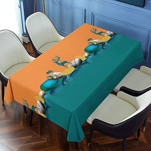 Gartentischdecke Türkis Hirsch Tischdecke Outdoor Indoor Wasserdicht Tischdecke Geburtstag Tischdecke Abwaschbar Fleckschutz Party Tischdecke Esstisch Table Cloth(140x140cm)