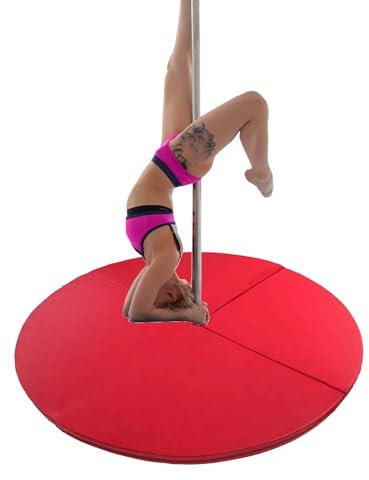 Pole Dance Matte Tragbare Pole-Crashmatte - 47/55/59/63/70/78 Große Yoga-Schutzmatten, Dicke Pole-Dance-Matte Faltbar, Tanzkissen für Aerial Hoop(Red,140cmx3cm(55x1.2))