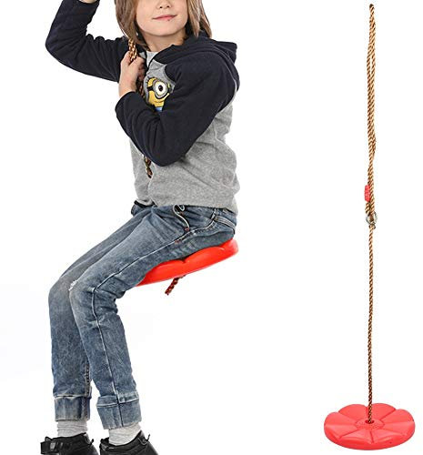Tree Swing - Climbing Rope Tree Swing with Single Disc Seat - Tree House and Outdoor Playground Accessories (Red)
