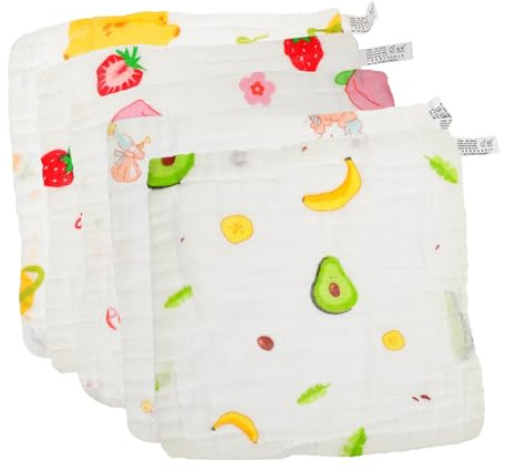 MERRYHAPY Lot De 5 Serviettes Visage Bébé Ultra Douces En Mousseline, Absorbantes Et Respirantes, Adaptées Au Soin Du -né, Salle De Bain Visage