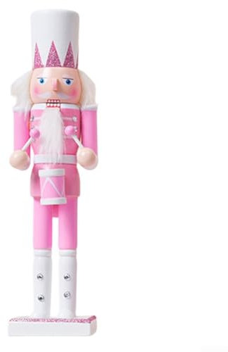 30 cm rosa schiaccianoci ornamentale, bambola di legno per decorazioni per feste di Natale (B)