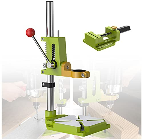 Benchtop Drill Press Stand with Vice - Adjustable Support Stand for Drilling or Cutting, 90° Rotating Pillar Drill Stand Jaw - Clamp Range 38-43mm - Easy DIY Assistance