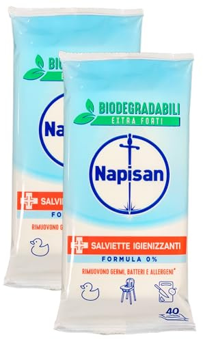 Salviette FORMULA 0% Igienizzanti Multiuso, Biodegradabili, Extra Forti. Rimuovono Germi, Batteri e Allergeni. Confezione Da 40 Salviette (2 Confezioni)