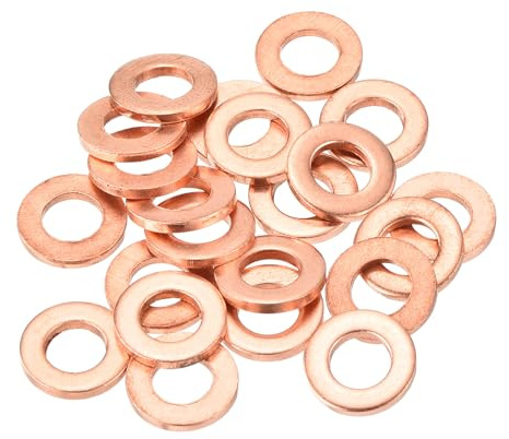 QUARKZMAN 22 Pcs Rondelles Plates en Cuivre Améliorées 6x12x1,5mm Métrique | Rondelles d'Étanchéité pour Raccords Hydrauliques, Vis, Boulons et Écrous, Réparation Électronique
