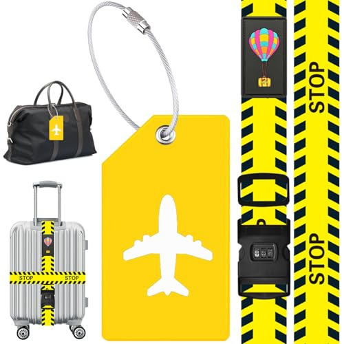 Gsrhzd Cinghia per Valigia, 2 Pezzi Personalizzato Cinghie per Valigie con Serratura a Combinazione e Etichette per Valigie Aereo, per i Viaggi