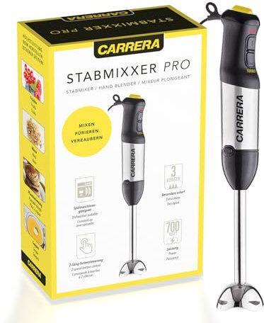 CARRERA Stabmixer [10 Geschwindigkeiten] Pürierstab - Hand Blender - Mixstab Set - Edelstahl - Rührstab - Elektrische Hand Mixer