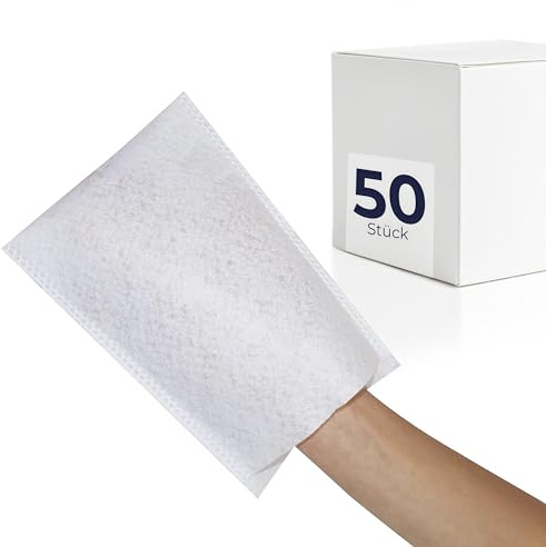 parahealth HaseMed Einmal-Waschhandschuhe (15x22 cm), 50 Stück | Hygienische & weiche Einmal-Waschhandschuhe für die Körper- & Intimpflege | Hautfreundlich & saugstark aus reißfestem Vliesstoff