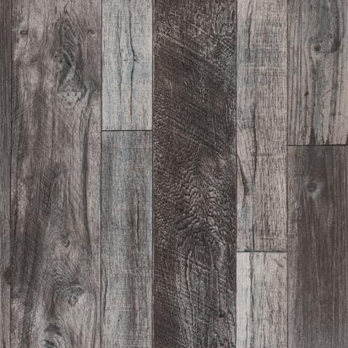 Decoroom Sticky Back Plastic Wood Effect Self Adhesive Wallpaper 30X200cm | Plank Grey Retro Peel and Stick Wallpaper Waterproof Viny Wrap for Kitchen Cupboards Furniture Stickers Grey