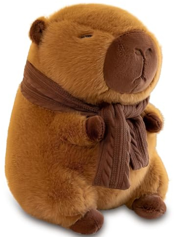 VerLuky Capybara - Peluche a forma di maialino, 25 cm, con foulard, simpatica simulazione, giocattolo di peluche, regalo per adulti e bambini