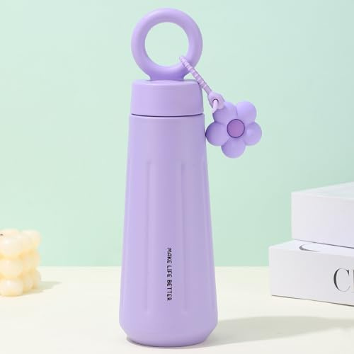 Disoza Gobelet isotherme, violet, 450 ml, pour café à emporter, avec couvercle, pour le voyage, à emporter, à emporter