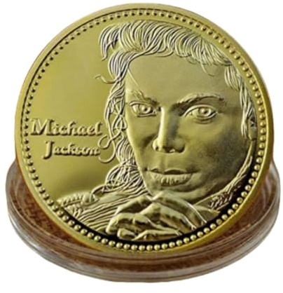 Michael King Jackson - Monedas conmemorativas chapadas en oro, regalo de aniversario, monedas coleccionables, estándar, 2 unidades, Cerámica