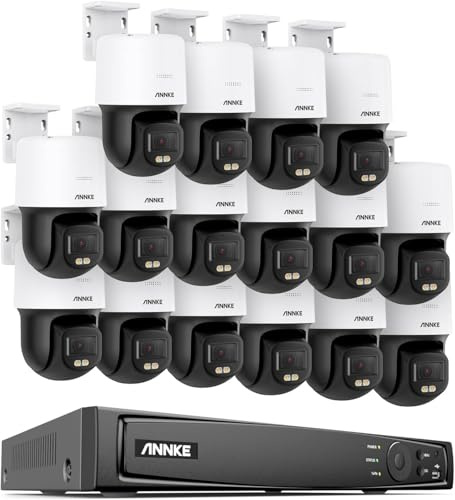 ANNKE 3K PoE CCTV Camera System, 16 Channel 12MP NVR, 16X 3K 340°Pan 110°Tilt PoE Cams with PT Auto-Tracking, 2-Way Audio, Colour Night Vision, Home & Business Security System (NO HDD)