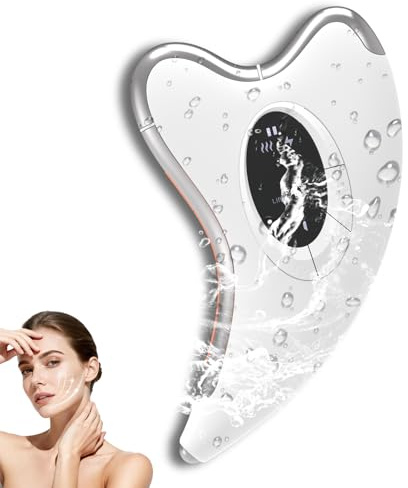 Aokitec Elektrisches Gua Sha Gesichtsmassagegerät für strahlende Haut, 4 Massage-Modi Face Massager, 9 Intensitätsstufen, 43°C Wärmefunktion, IPX7 Wasserdicht, Kosmetisches Beauty Tool