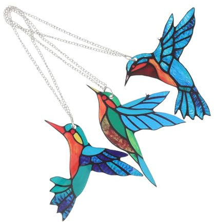 TOYANDONA 3piezas Adorno de Ventana de Agapornis Decoración de Pájaros Colgante para Jardín Atrapasol Acrílico Uso Navideño