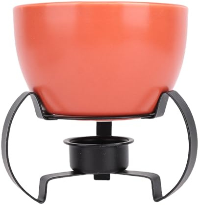 Qcwwy Pot de Calefacción de Queso Cerámica Pot Caliente de Chocolate Cerámica de Fondue para Fondue para Derretir Queso y Chocolate Elegante Diseño con Soporte de Metal y Horquillas para Entretener