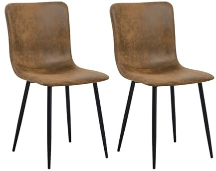 FurnitureR Esszimmerstuhl 2er Set, Küchenstuhl mit Kunstlederbezug und schwarzen Metallbeinen, Polsterstuhl im Industrial Design, Sitzhöhe 46 cm, 40×38×86 cm für Esszimmer, Küche oder Wohnzimmer