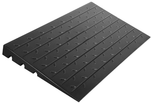 Garvee Rampe de Seuil Hauteur 6-10 cm, Rampe Découpable en Caoutchouc Charge11 t, Antidérapante, Accès Fauteuil Roulant, Cache-câble à 3 Canaux pour Fauteuil Roulant, Poussette, Scooter