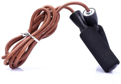 Garvee Corda per saltare professionale in pelle per fitness e allenamento, ideale per palestra, casa e outdoor - Impugnatura ergonomica antiscivolo - Alta resistenza e durata - Colore marrone