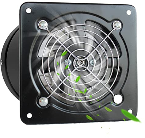 Ventilateur d'extraction puissant 10 cm (4 pouces) pour salle de bain, avec clapet anti-retour, silencieux, 117 CFM, 20 W, 110 V, en métal, pour fenêtre et cuisine (Couleur : Noir, Taille :