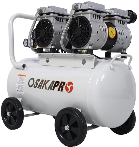 XTevu Air Compressor, 2.5 HP Oil-Free 13 Gallon Electric Compressor with Wheels, Portable Air Pump 70 dBA Air Tank for Garage Workshop Air Tools, Yellow Gray (Gray)