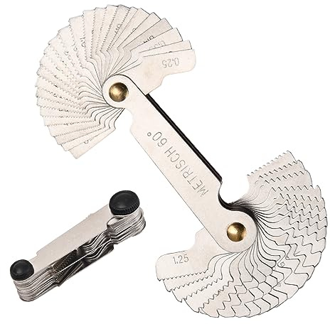 52 Piezas de Medidor de Rosca de Acero Inoxidable,Medidor de Paso de Rosca, Galga de Roscas Calibres para Roscas Medición de Paso de Tornillo de 60 y 55 Grados (Métrico e Imper)
