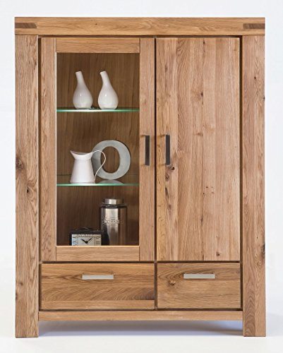 moebelstore24 Highboard/Vitrine Kiroyal - Wildeiche massiv geölt