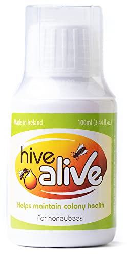 HIVE ALIVE Bienenfutter Zusatz - Natürliches Bienenfutter Flüssig - Bio Imker Zubehör - Herbst-Frühjahr - Senkt Wintersterblichkeit für Gesundheit Population & Honigproduktion - 100ml 10 Bienenstöcke