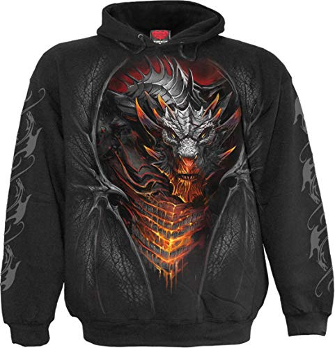 Spiral Draconis Homme Sweat-Shirt à Capuche Noir Regular/Coupe Standard