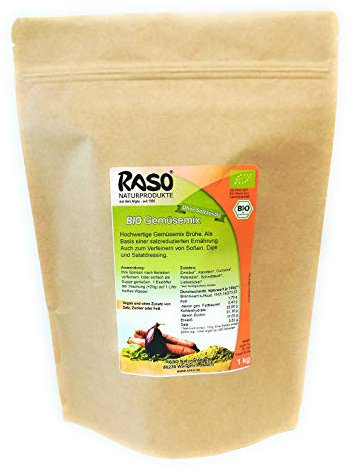 Gemüsebrühe HOCHWERTIG RASO 1kg BIO GEMÜSE MIX ohne Salzzusatz Gemüsesuppe GRATIS VERSAND