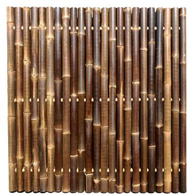 Bambuswand 180 x 180cm schwarz-braun starr Gigant1 aus dicken Wulung Bambusrohren mit 6 bis 8cm Durchmesser