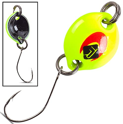 Iron Trout Cuillère à bouton 1,8 g – Clignotant pour truite, chanteur Couleur : jaune œil/noir