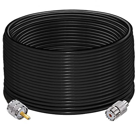 TUOLNK UHF PL259 Kabel RG58 65.6ft (20M) PL259 SO239 Stecker auf Buchse Verlängerungskabel Verlustarmes CB-Koaxialkabel Schwarz für Funkgerät CB-Funk Wireless LAN-Geräte