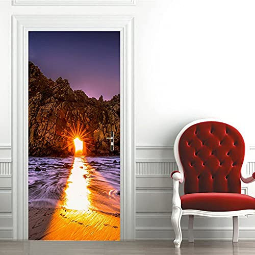 A.Monamour Türtapete Selbstklebend Türfolie Türposter 3D Berg Landschaft Bei Sonnenaufgang Natur Vinyl Folie Türdeko Tapete Wandbild Türaufkleber Türtattoo 85 x 200 cm
