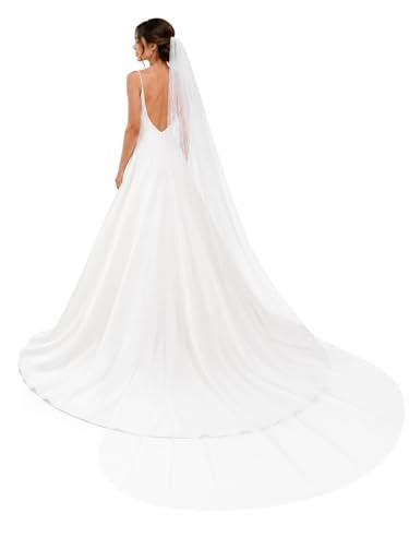 Hochzeitsschleier Brautschleier lange Kathedrale Kapelle Brautschleier weißer Elfenbein Tüllschleier Hochzeitszubehör eleganter klassischer Schleier Bridal Veil
