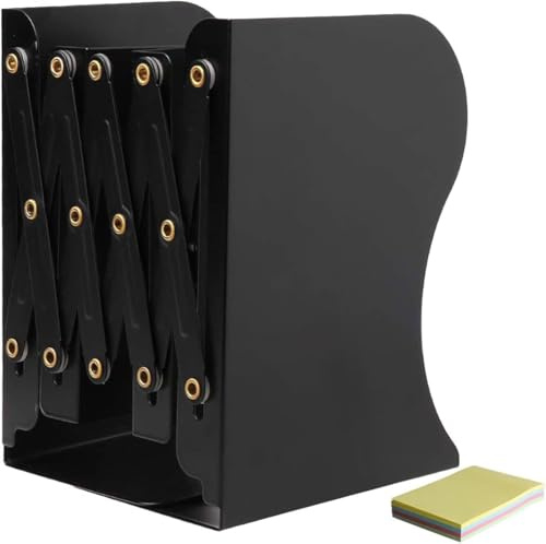 DIFIT Buchstütze, Verstellbare Buchstützen Metall, Schwarz, 1 Stück | Erweiterbare, dekorative, rutschfeste und schwer belastbar Bücherhalter für Zuhause, Bibliothek, Schule, Büro und Regal
