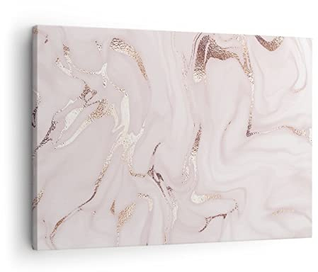 ARTTOR Bilder auf Leinwand 70x50cm Wandbild Abstrakt Pastell - 4799 | Marmor Verschüttet Rosa Klein Wanddekoration Wohnzimmer Schlafzimmer Wanddeko Wand Kunstdruck Wandkunst Wall Decor ARTTOR