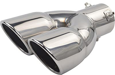 76mm Auspuffspitzen Auspuff, Asudaro Auspuffblende Auspuff Universell Schalldampf Endrohr Edelstahl Auto Auspuff Endrohr Doppel Schräg Auslass Endrohr Blende Muffler Schalldämpferrohr,Silber gerade