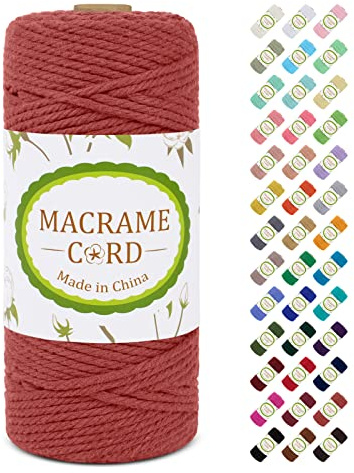 LEREATI Hilo Macrame 3mm x 100m, Cuerda Macrame 3mm Cuerda de Algodon de 4 Hilos, Cordel Suave para Bricolaje Manualidades, Pared, Cortina, Soporte de Plantas, Decoracion Dormitorio (Rojo Coral)