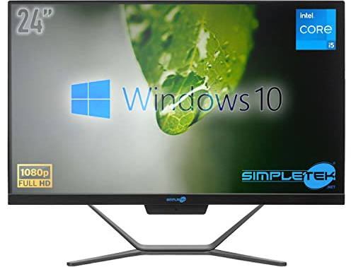 SIMPLETEK - PC All in One 24 FHD con processore Core i5, 16GB RAM, SSD 960GB, Windows 10 Pro, webcam integrata e WiFi5