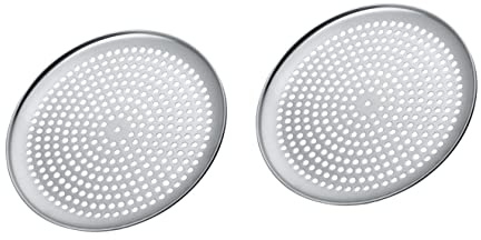 Cabilock Lot De 2 Plaques À Pizza Rondes En Acier Inoxydable De 20 Cm Sans Revêtement Avec Trous Pour Le Four Et Le Retrait