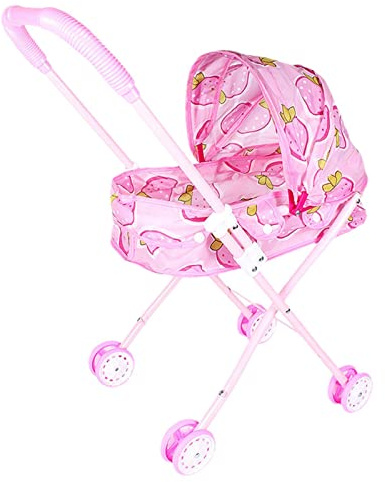 Baby Doll rol Juguetes, cochecito juguete extraíble con capota retráctil y mango agarre suave, muñecas, cochecito bebé, cochecito bebé, juguete rol