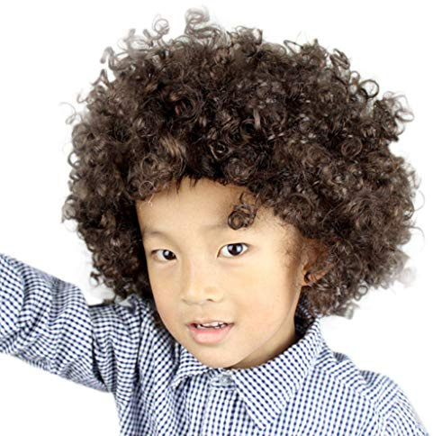 Kinder Perücke Disco Perücke Afro Clown Maskerade Haar Afro Fußball Perücke Fan-Kids Jungen Mädchen Party Perücke für Karneval Cosplay Party (K, One Size)