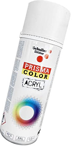 Lackspray Acryl Sprühlack Prisma Color RAL 9010M weiß matt, 400ml + Bisomo Sticker