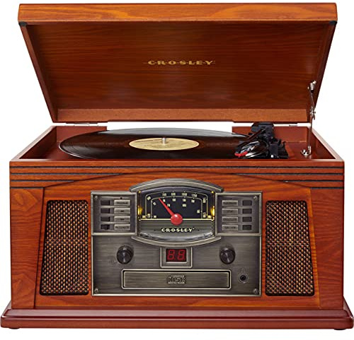 CR42E-PA4 Lancaster Platine Vinyle à 3 Vitesses, Radio, Lecteur CD/Cassette, entrée auxiliaire et Bluetooth, poivron