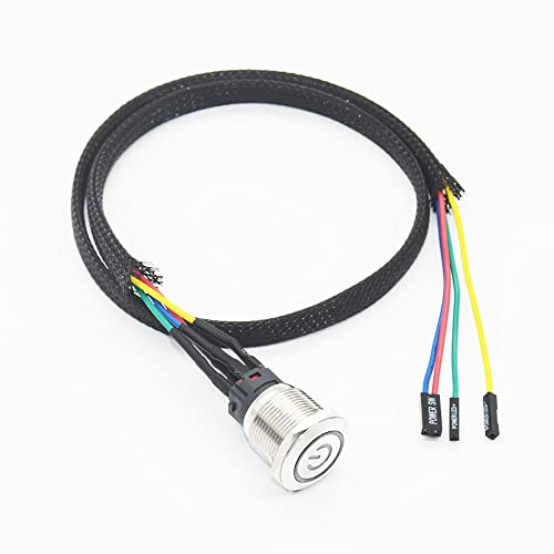 iHaospace Desktop Computer Power Switch Metall Knopf, PC Start Button PC Ein/Aus Schalter mit LED Power Button SW Kabel (16MM)