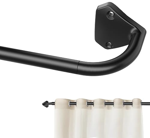 GXOACKJ Black Curtain Rods for Windows 28 to 60 inch, 5/8 inch Adjustable Wrap Around Blackout Curtain Rods for Bedroom & Outdoor