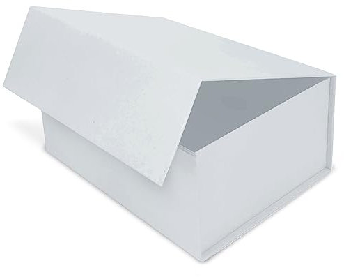 Verpackungswelt Geschenk-Box mit Deckel | 31 x 22 x 15 cm | Geschenk-Karton mit Magnet-Verschluss | Perfekt für Geburtstag, Hochzeit, Weihnachten, Geburt | Geschenk-Verpackung in Weiß