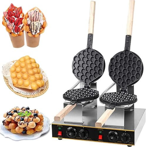 Máquina for hacer gofres eléctrica antiadherente con burbujas de huevo, gofrera con burbujas de hojaldre, máquina for hacer gofres con huevo, giratoria 180 grados, adecuada for postres familiares y co