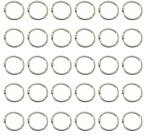 Yosawo 30 Pack Book Binder Rings Metal Loose Leaf Binder Rings for Flash Cards, Index Cards and Loose Paper, Key Rings（20mm）